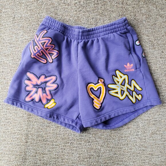 Adidas Originals Pride Knit Shorts Purple Love Unites Print Medium - Picture 3 of 10